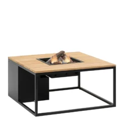 COSILOFT 100x100x47 Black Frame/ Teak Top
