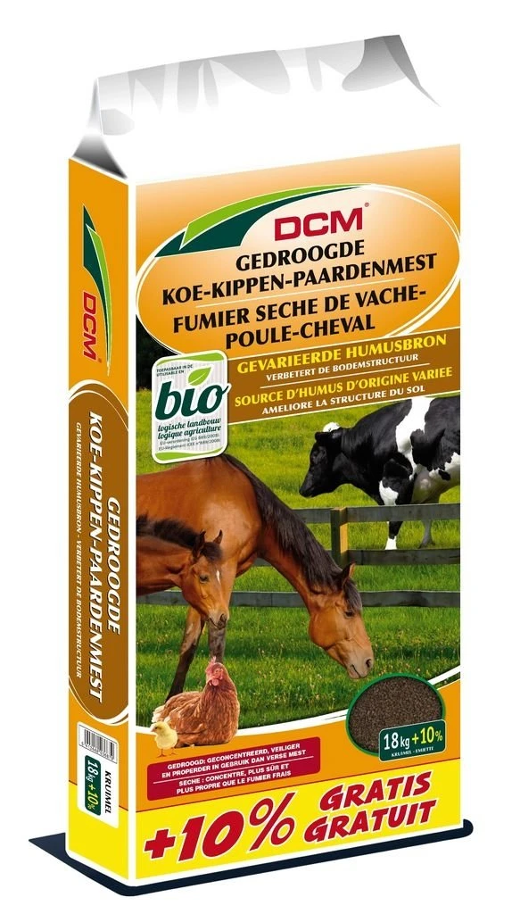 DCM Gedroogde Koe-Kippen-Paardenmest