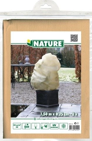 Nature Winterafdekhoes Met Koord Beige Ø75cmx1,50m 50 G/m² Set à 2 Stuks
