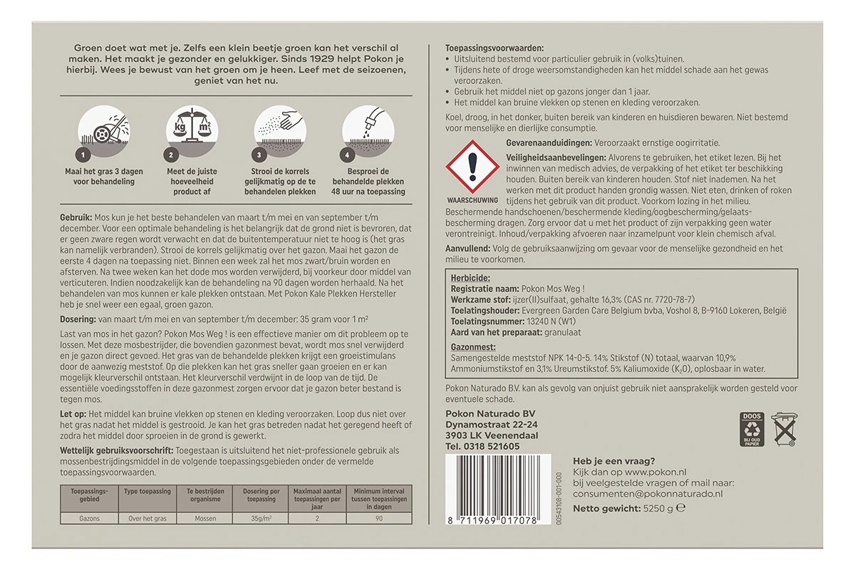 Pokon Mos Weg! 5,25kg Voor 150m² - Image 2