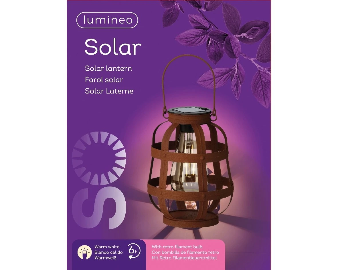 Lumineo Solar Lantaarn Rustiek Bruin - Ø 14 Cm - Image 3