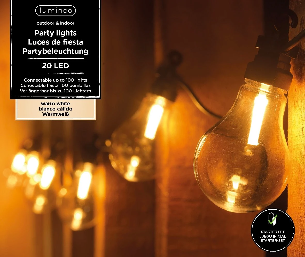 Lumineo LED Partylight Warm Wit 20 Lamps - 950 Cm - Image 4